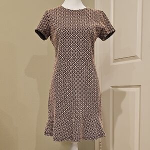 LOFT Black and White Geometric Mini Dress